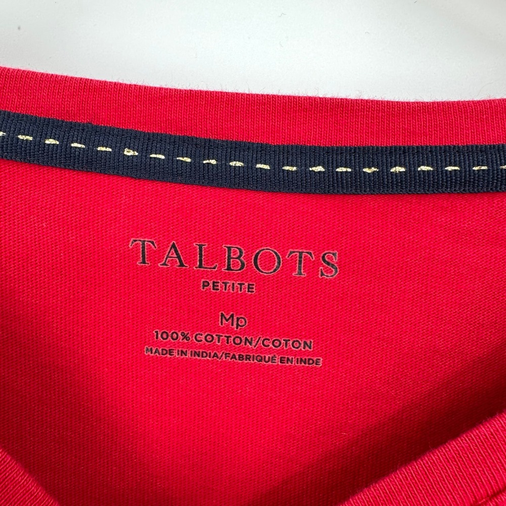 Talbots Red Cotton Long Sleeve Embroidered Winter Dog Shirt Preppy Womens MP - Picture 8 of 9